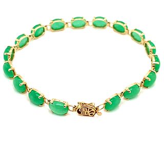 Jade Jadeite Apple Green 14K BraceletÂ 