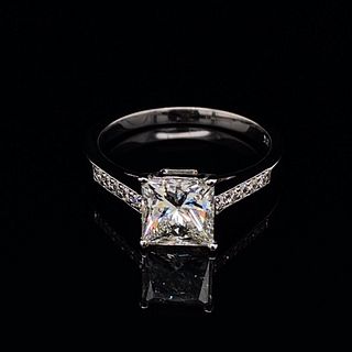 18k Square Diamond Engagement Ring GIA CertificateÂ 