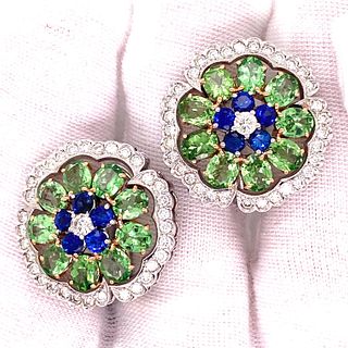 LUISE 14K Diamond Peridot Sapphire Earrings