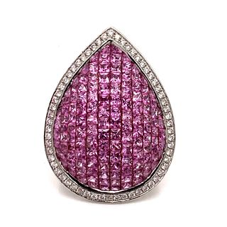 18k Pink Sapphire, Diamond Ring