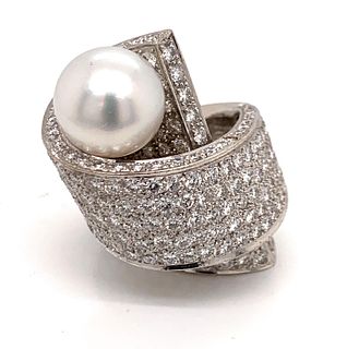 18k Diamond Pearl RingÂ 