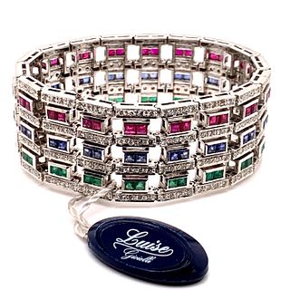 LUISE 18k Rubies, Sapphire, Emerald & Diamond BraceletÂ 