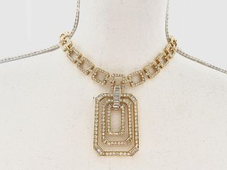 18K Diamond Square Necklace