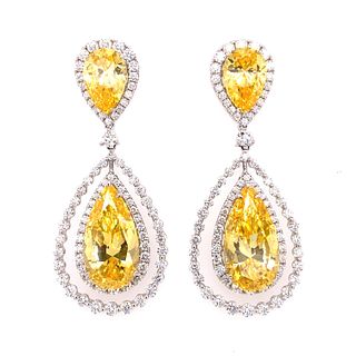 18K Diamond Yellow Sapphire EarringsÂ 