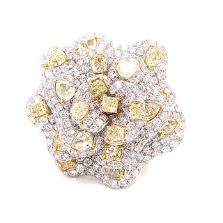 SAVALETTI 18K White & Fancy Yellow Diamond Ring
