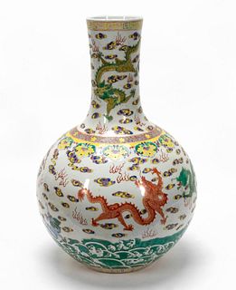 CHINESE FAMILLE ROSE TIANQIUPING FORM VASE