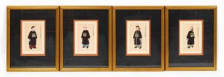 4 PCS CHINESE FIGURAL WATERCOLORS, FRAMED AS SET