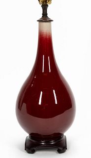 CHINESE OXBLOOD BOTTLE VASE MOUNTED AS A LAMP