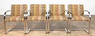 FOUR KNOLL "BRNO" UPHOLSTERED & CHROME CHAIRS