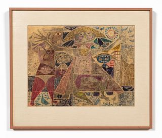 REX CLAWSON, ABSTRACTED FIGURES, MIXED MEDIA, 1951