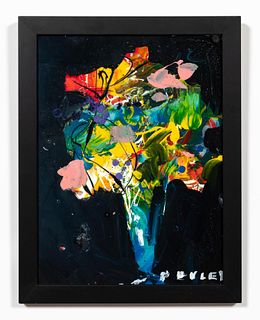 STEVE PENLEY, ABSTRACT FLORAL ACRYLIC PAINTING