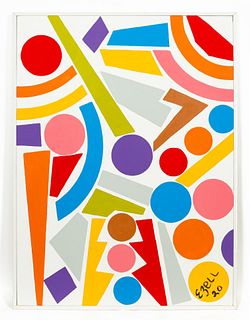 SAM EZELL, COLORFUL SHAPES, ABSTRACT PAINTING