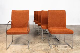 SIX CHROME & UPHOLSTERED THAYER COGGIN CHAIRS