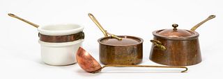 FOUR PIECES, COLLECTION OF COPPER COOKWARE