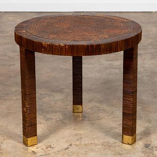 ATTR: BIELECKY BROTHERS ROUND CANE END TABLE