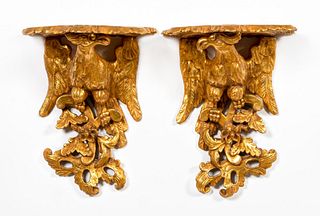 PAIR, GILTWOOD EAGLE BRACKETS, FEDERAL STYLE