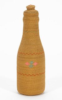 ALEUTIAN ISLAND SMALL BASKETRY COVER BOTTLE