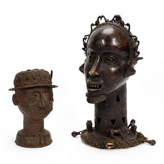 TWO WEST AFRICAN BRONZE SCULPTURES, BUSTS