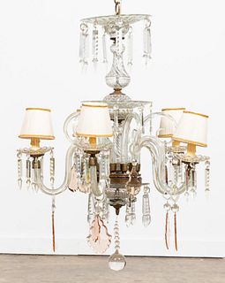 MID-20TH C. FIVE-LIGHT CRYSTAL CHANDELIER