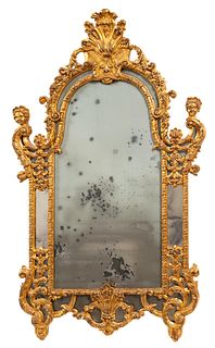 LARGE ROCOCO STYLE SHELL MOTIF GILTWOOD MIRROR