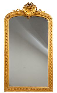 LARGE BAROQUE STYLE GILTWOOD SHELL ACCENT MIRROR