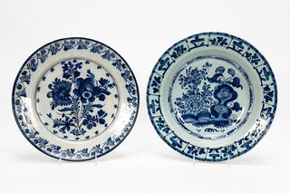 DELFT TABLEWARES, BLUE AND WHITE PLATTERS, 18TH C