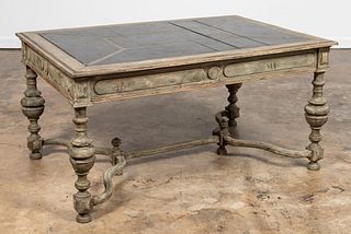 CONTINENTAL CARVED WOOD & PAINTED LIBRARY TABLE