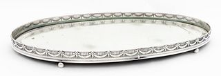 SILVERPLATE OVAL MIRRORED DINING TABLE PLATEAU