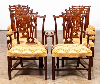 10 PCS, ENGLISH CHIPPENDALE STYLE DINING CHAIRS