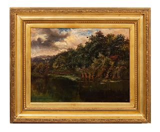 19TH C, ENGLISH LANDSCAPE PAINTING, GILTWOOD FRAME