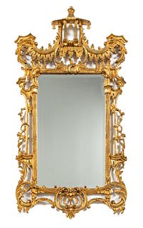 CHINESE CHIPPENDALE GILTWOOD WALL MIRROR
