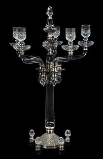 BACCARAT QUALITY SILVERPLATE & GLASS CANDELABRUM