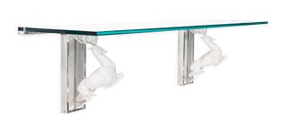 LALIQUE "STAG" GLASS & METAL CONSOLE TABLE
