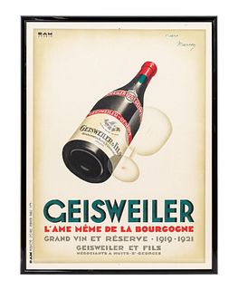 FRENCH GEISWEILER  ADVERTISING POSTER, FRAMED