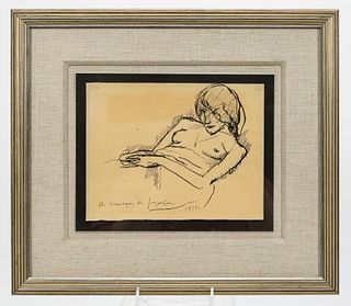 SEGONZAC, FEMALE NUDE, FRENCH DRAWING, 1912