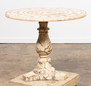 ITALIAN ROUND INLAID MARBLE OCCASIONAL TABLE