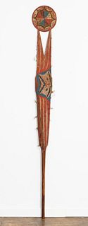 19TH C. PNW COAST CARVED & PAINTED WOOD OAR
