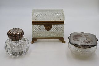 Baccarat Quality Cut Glass Dome Top Vanity Box