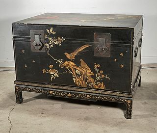 Large Chinese Painted and Lacquered Wood Chest