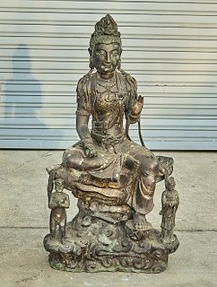 Chinese Bronze Guanyin with Attendants