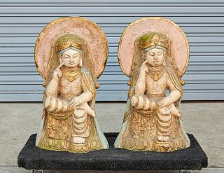 Two Chinese Stone Seated Figures