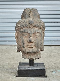 Chinese Carved Stone Buddha's Head