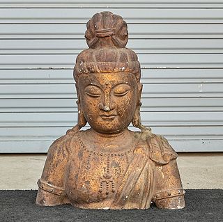 Chinese Bronze Bust of Guanyin