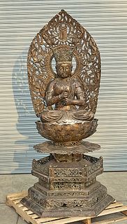 Elaborate Chinese Bronze Seated Guanyin