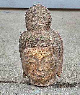 Chinese Carved Stone Head of Buddha