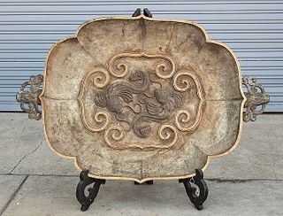 Large Chinese Bronze Tray