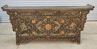 Chinese Painted Wood Altar Cabinet