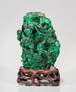 Chinese Carved Malachite Vase