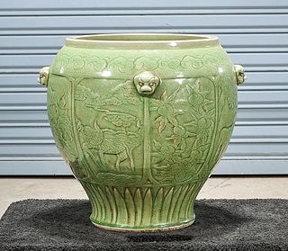 Chinese Green Crackle Glazed Porcelain Jardiniere