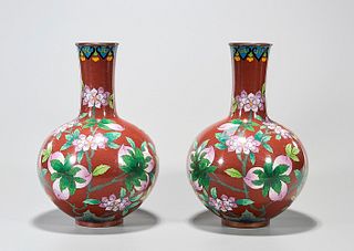Pair Chinese Cloisonne Globular Vases